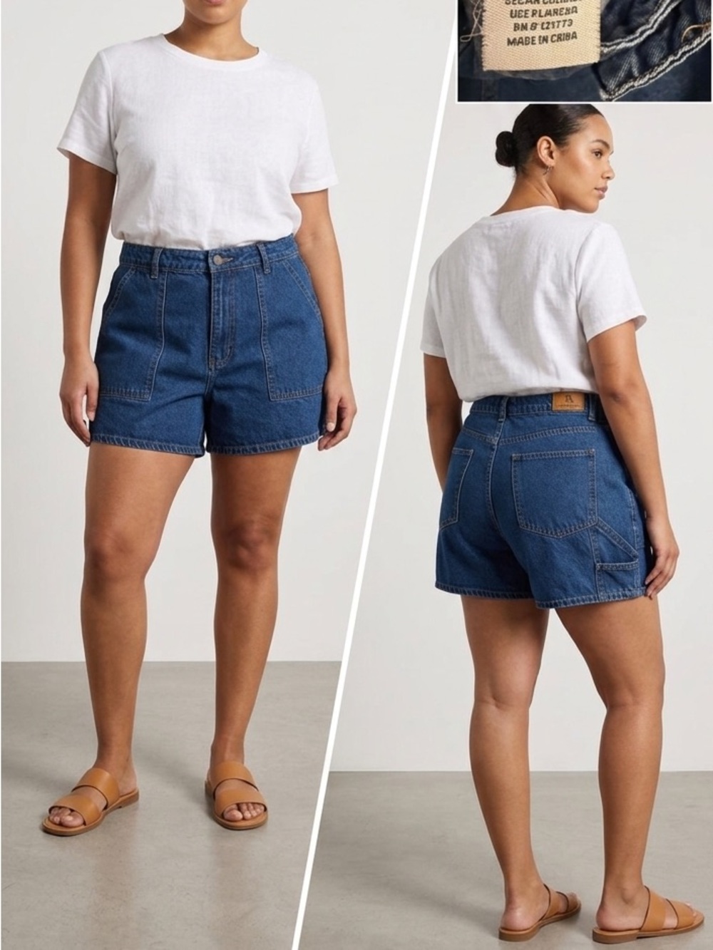 Flying Angel High-Rise Denim Utility Carpenter Shorts - Size 15/32